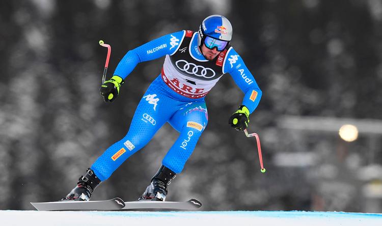 Dominik Paris, da han var hurtigst under VM's Super-G-konkurrence. Nu går han efter også at tage sejren i styrtløb, men konkurrencen er knivskarp. Foto: Jonathan Nackstrand/Ritzau Scanpix