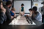 40 elever fra Dagskolen Vikasku deltog i Skolernes Skakdag. Fortknight-skak var det nye på programmet. 
   Foto: Jens Hartmann Schmidt/POLFOTO