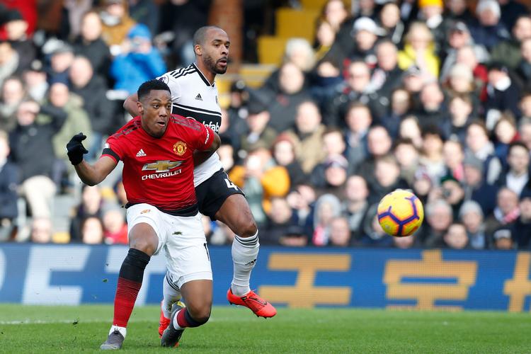 Anthony Martial scorer her lørdag mod Fulham efter et flot sololøb forbi flere modstandere på Craven Cottage i London. 
   Foto: Ian Kington/Ritzau Scanpix
