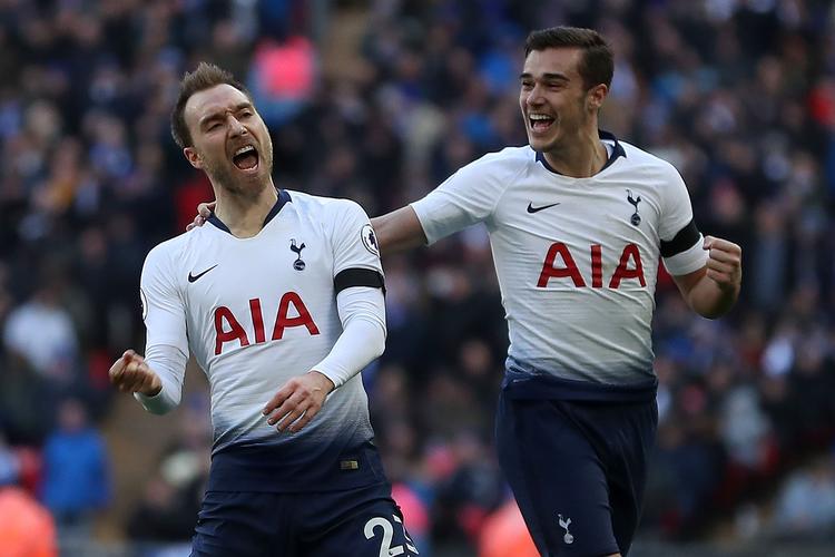 Christian Eriksen viste søndag igen sin målfarlighed for Tottenham, da danskeren i anden halvleg sendte et flot langskud forbi Kasper Schmeichel.
   Foto: Daniel Leal-olivas/Ritzau Scanpix