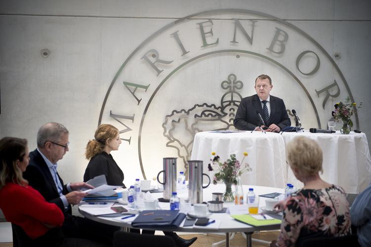 Statsminister Lars Løkke Rasmussen ved det afsluttende møde i regeringens disruptionsråd på Marienborg i torsdags.  Foto: Liselotte Sabroe/Ritzau Scanpix