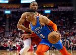Oklahoma City Thunders Russell Westbrook (0)viser i denne sæson forrygende form i NBA.

    Foto: Troy Taormina/Ritzau Scanpix