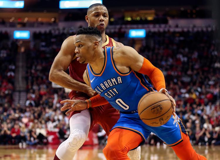Oklahoma City Thunders Russell Westbrook (0)viser i denne sæson forrygende form i NBA.

    Foto: Troy Taormina/Ritzau Scanpix