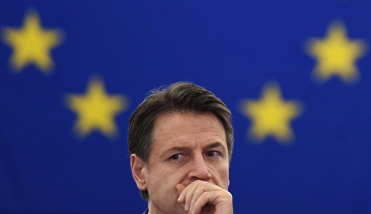 Italiens regeringschef, Giuseppe Conte, talte i dag i  Europa-Parlamentet i Strasbourg. Foto: Frederick Florin/Ritzau Scanpix