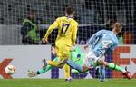 Danske Anders Christiansen reducerede til 1-2 for Malmø FF hjemme mod Chelsea FC.  Foto: Peter Cziborra/Ritzau Scanpix