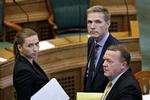 Mette Frederiksen,  Kristian Thulesen Dahl og  Lars Løkke Rasmussen er tre centrale personer i det kommende spil om magten.
   Foto: Jens Dresling/POLFOTO