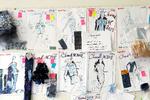 
 Skitser til broderi til haute couture-kjoler. Karl Lagerfeld tegnede konstant.. På iPads og med farveblyanter, han altid havde omkring sig. Foto: Benoit Tessier/Ritzau Scanpix