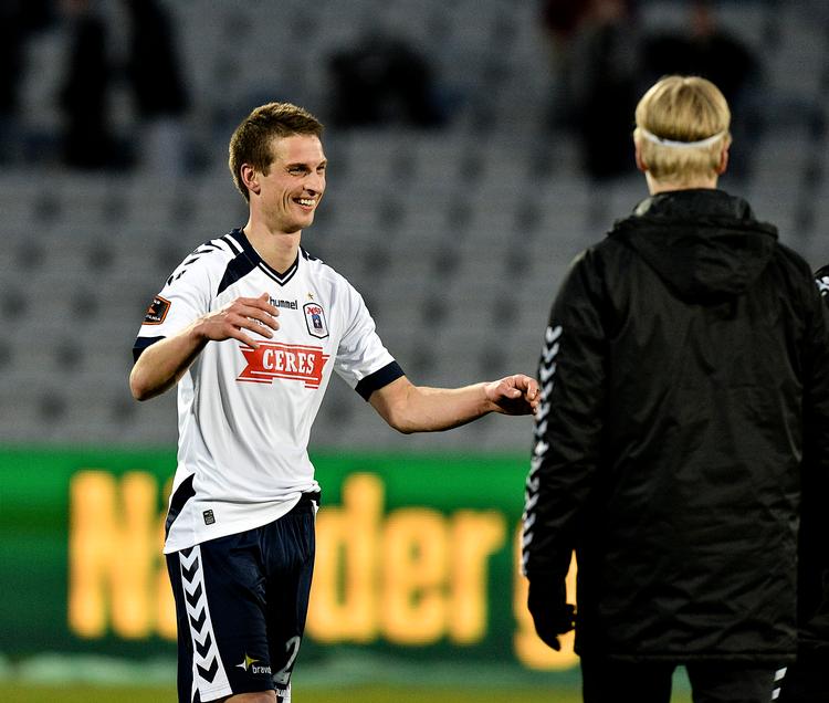 Da AGF overlevede i Superligaens nedrykningsspil i 2017, var Thomas Juel-Nielsen en vigtig brik, erindrer Glen Riddersholm. 
   Foto: Ernst van Norde/POLFOTO