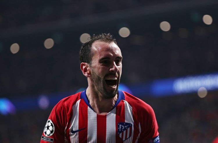 Altéticos store forsvarschef Diego Godin 
skriger sin glæde ud efter at have scoret til slutresultatet 2-0 i Madrid onsdag aften. Foto: Sergio Perez/Ritzau Scanpix