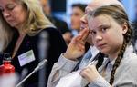 Den 16-årige klimaaktivit talte torsdag i Bruxelles. Her langede hun bl.a. skarpt ud efter EU's klimamål.  Foto: Aris Oikonomou/Ritzau Scanpix