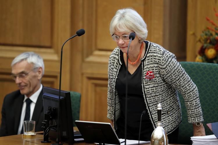 Pia Kjærsgaard skred ind over for Enhedslistens Pelle Dragsted, som under en debat i folketingssalen i dag beskyldte DF's Kenneth Kristensen Berth for at komme med racistiske udtalelser.  Foto: Jens Dresling/POLFOTO