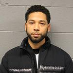 Seneste foto af den 36-årige tv-stjernen Jussie Smollett fra anholdelsen torsdag på en politistation i Chicago. Skuespilleren har hovedrollen som  homoseksuel sanger i tv-serien Empire.
 Foto: Ho/Ritzau Scanpix