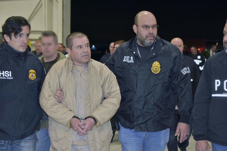 den mexicanske narkobaron Joaquin 'El Chapo' Guzman får sin straf til sommer. Nu er to hans sønner også sigtet for narkosmugling og risikerer lange fængselsstraffe, hvis de findes skyldige. Foto: Ho/Ritzau Scanpix