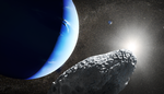 Hippocamps kredsløb om Neptun. Illustration. Foto: Illustration: Nasa/ESA/STScI/J. Olmsted