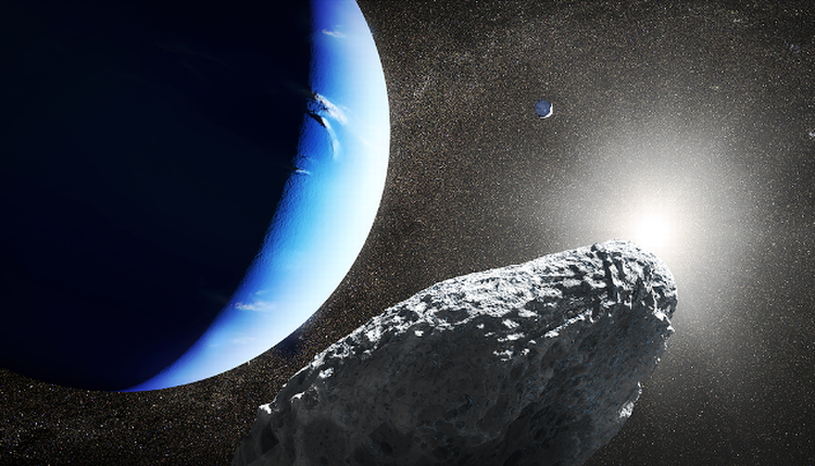 Hippocamps kredsløb om Neptun. Illustration. Foto: Illustration: Nasa/ESA/STScI/J. Olmsted