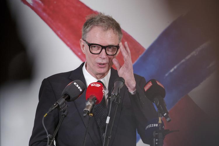 Klaus Riskær Pedersen og hans parti af samme navn stiller op til det kommende folketingsvalg. Han præsenterede sit parti ved et pressemøde i København i  tirsdags. 
   Foto: Miriam Dalsgaard/POLFOTO