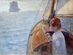 Ikke alt hvad Peter Hansen malede var fra den brune bondemuld. Her  'Sommermorgen på havet', 1903 PR 