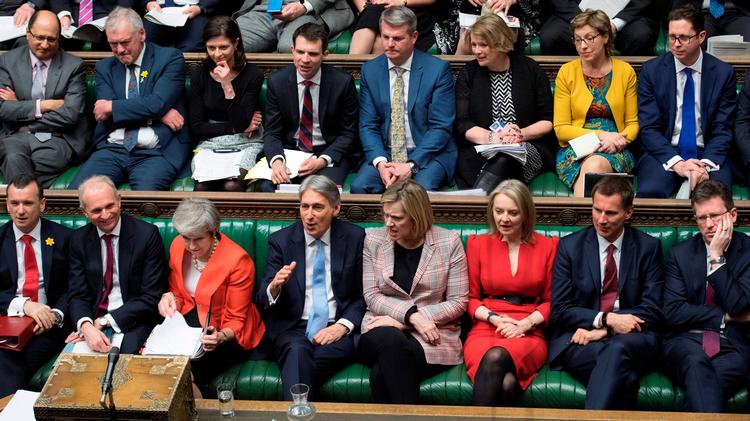 Det skulle have været en afgørende dag i britisk Brexit-politik, men det havde Theresa May afværget, da hun endnu engang udskød afstemningen om sin aftale. (Photo by JESSICA TAYLOR / UK PARLIAMENT / AFP) /  Foto: Jessica Taylor/Ritzau Scanpix