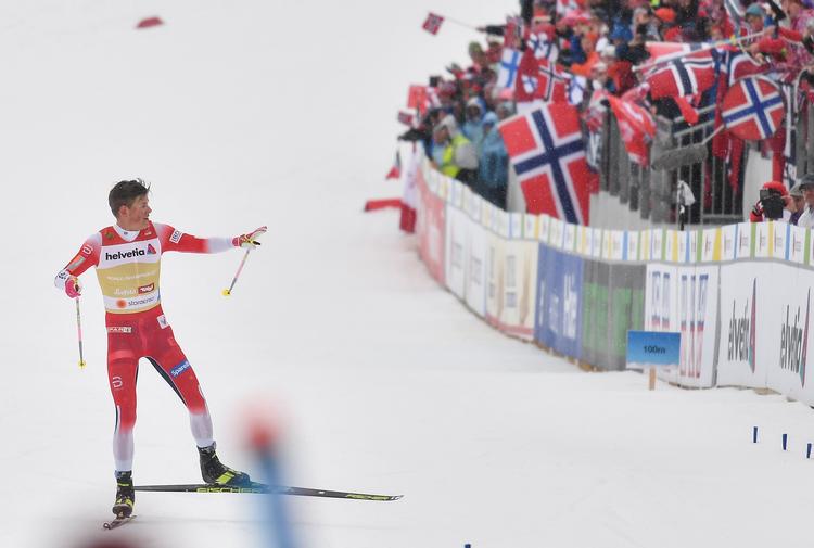 Johannes Høsflot Klæbo har nu vundet 3 guld i Seefeld.  Foto: Joe Klamar/Ritzau Scanpix