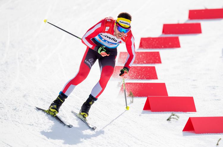 Dominik Baldauf (billedet) og Max Hauke sluttede som nummer 6 i VM's teamsprintkonkurrence.  Foto: Georg Hochmuth/Ritzau Scanpix
