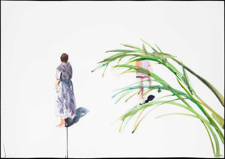 Det er ikke gået helt af mode at være virtuos. I denne skildring af figurer i et landskab viser den svenske kunstner Anna Bjerger, at hun har fået det håndelag, der kan løfte tingene. Foto: Galleri Bo Bjerggaard