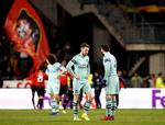 Der var både nederlag og udvisning til Arsenal i Frankrig.  Foto: Stephane Mahe/Ritzau Scanpix