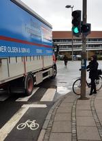 Cyklister er udsatte i krydset, når der bliver grønt for dem, der kører ad Havnegade ind mod byen. Foto: Privat/Jens Henriksen