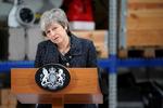  Theresa May fotograferet under sin tale i Grimsby i dag.  Foto: Pool/Ritzau Scanpix