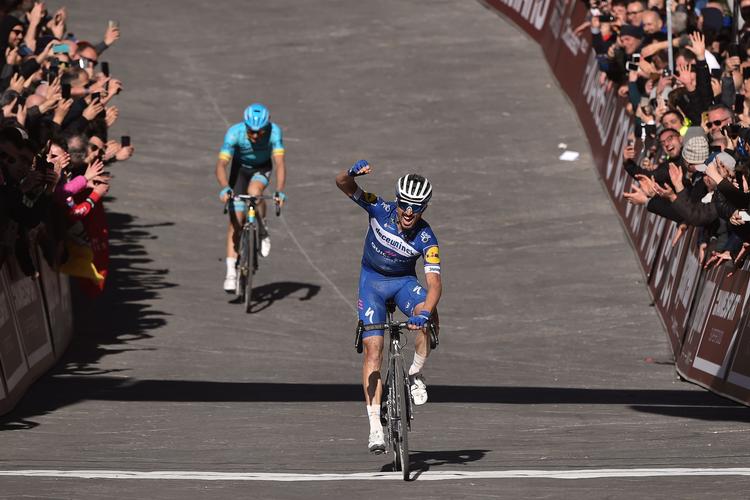 Julian Alaphilippe kørte fra danskeren på de sidste 200 meter.  Foto: Marco Bertorello/Ritzau Scanpix