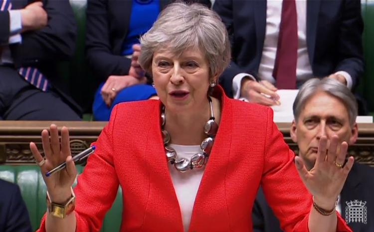 Theresa May kæmper for sin aftale i det britiske parlament.  Foto: Pru/Ritzau Scanpix