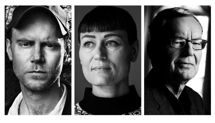 Forfatterne Tom Malmquist og Carolina Setterwall samt Anders Olsson, talsmand for Nobelkomitéen Arkivfoto: Viktor Gårdssäter, Andreas Haubjerg og Pontus Lundahl 