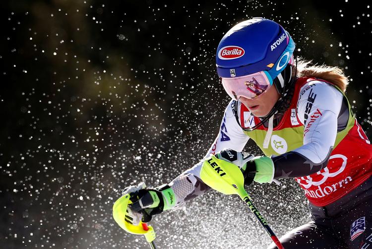 Mikaela Shiffrin kunne lørdag i Andorra sætte endnu en tyk streg under, at hun har potentiale til at blive alle tiders bedste alpine skiløber.
   Foto: Christian Hartmann/Ritzau Scanpix