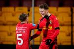 To FC Nordsjælland-spillere scorede i U21-landskampen mod Belgien. Mads Valentin (tv.) et selvmål og Andreas Skov Olsen en dansk 
   Foto: Jens Dresling/POLFOTO