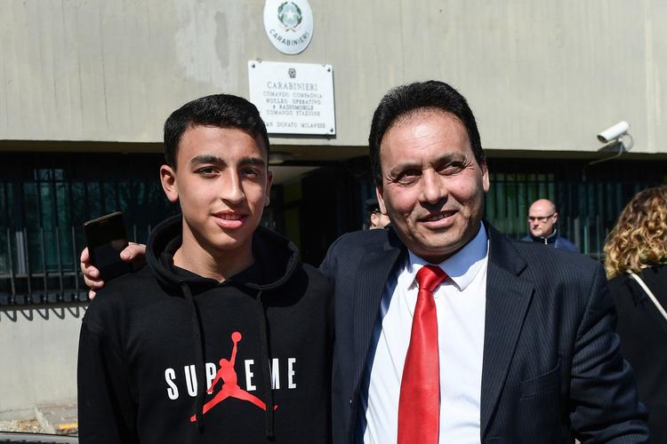 Ramy Shehata sammen med sin far 
 Khaled Shehata . Foto: Miguel Medina/Ritzau Scanpix