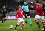 Jacob Bruun Larsen var flittig, ivrig og viste initiativ både med og uden bold, da han blev den niende A-landsholds-debutant i Åge Hareides tid som dansk landstræner.   Foto: Lars Poulsen/POLFOTO