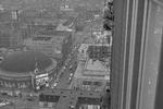 Frygten for svimlende højder er en af de punkter, man kan høre om i en podcast, hvor folk lister de ti ting op, som skræmmer dem mest. Her udsigt over København anno 1959 fra Arne Jacobsens SAS-Hotel, da det var under konstruktion.  Foto: Erik Petersen/POLFOTO