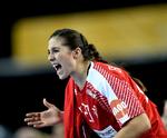 Uden de normale førstevalg på banen var Louise Burgaard en af dem, der strålede i anden halvleg mod Rumænien. Foto: Lars Poulsen/POLFOTO