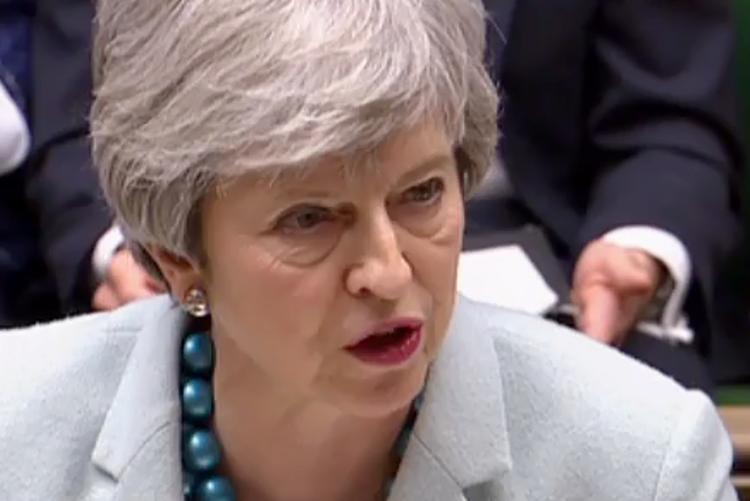 »Medmindre dette Underhus vedtager det, kommer 'no deal' ikke til at ske«, siger premierminister Theresa May i en tale i Underhuset. Foto: Ho/Ritzau Scanpix
