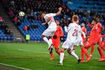 Det store comeback startede, da Mathias 'Zanka' Jørgensen headede et indlæg fra Christian Eriksen i nettet til 3-1.
   Foto: Fabrice Coffrini/Ritzau Scanpix