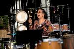 Percussionisten Marilyn Mazur fotograferet under en koncert med Shamania på Islands Brygge under Copenhagen Jazz Festival i 2016. Foto: Peter Hove Olesen/POLFOTO