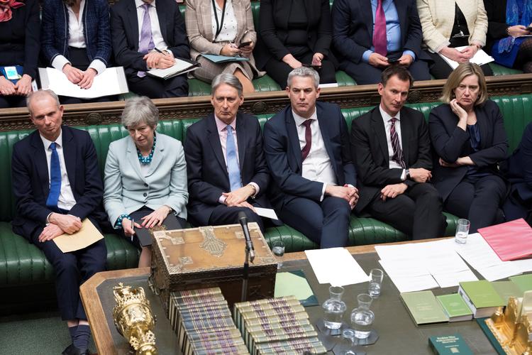 Premierminister har splittet sin Brexit-aftale op i to og fremlægger i dag den ene del for parlamentet. Foto: Handout/Ritzau Scanpix