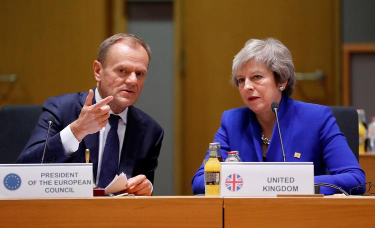 Theresa May og Donald Tusk i Bruxelles 25. november 2018. Foto: Pool New/Ritzau Scanpix