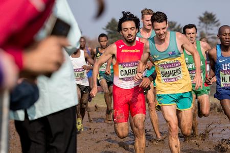 Undervejs på VM-ruten skulle løberne både igennem mudder, et vandhul og sand.  Foto: Emma Sejersen/POLFOTO