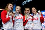 Ved kortbane-EM i 2017 var der medaljer til blandt andre Emilie Beckmann, Julie Kepp Jensen, Pernille Blume og Rikke Møller Pedersen, der vandt sølv i 4x50 meter medley.
   Foto: Jens Dresling/POLFOTO