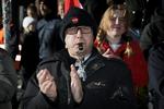Demonstranter indtog Københavns Hovedbanegård i morges. 
   Foto: Jens Dresling/POLFOTO