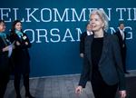 »Vi er meget tålmodige. Det er et langt sejt træk at vende en supertanker som A.P. Møller – Mærsk«, sagde Ane Mærsk Mc-Kinney Uggla ved tirsdagens generalforsamling i Bella Center.
   Foto: Liselotte Sabroe/Ritzau Scanpix