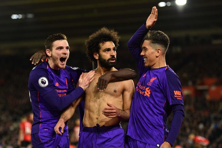 Liverpools Mohamed Sala scorede et fantastisk mål, da han løb med bolden over en halv banehalvdel og lagde den køligt forbi Southamptons målmand.  Foto: Glyn Kirk/Ritzau Scanpix