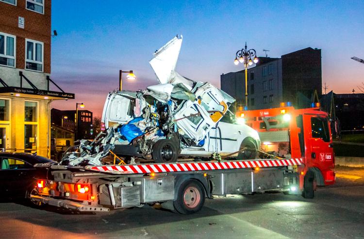 Rengøringsbil er eksploderet på Nørrebro.  (Foto: Ritzau Scanpix) Foto: Bjørn Nielsen B. Nielsen Mobil/Ritzau Scanpix