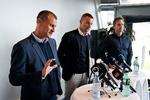 Den nye sportsdirektør Ebbe Sand (tv.) har haft enormt travlt i sine første måneder i jobbet. Klubejer Jan Bech Andersen (th.) er for nylig igen blevet bestyrelsesformand i Brøndby. Foto: Jens Dresling/POLFOTO