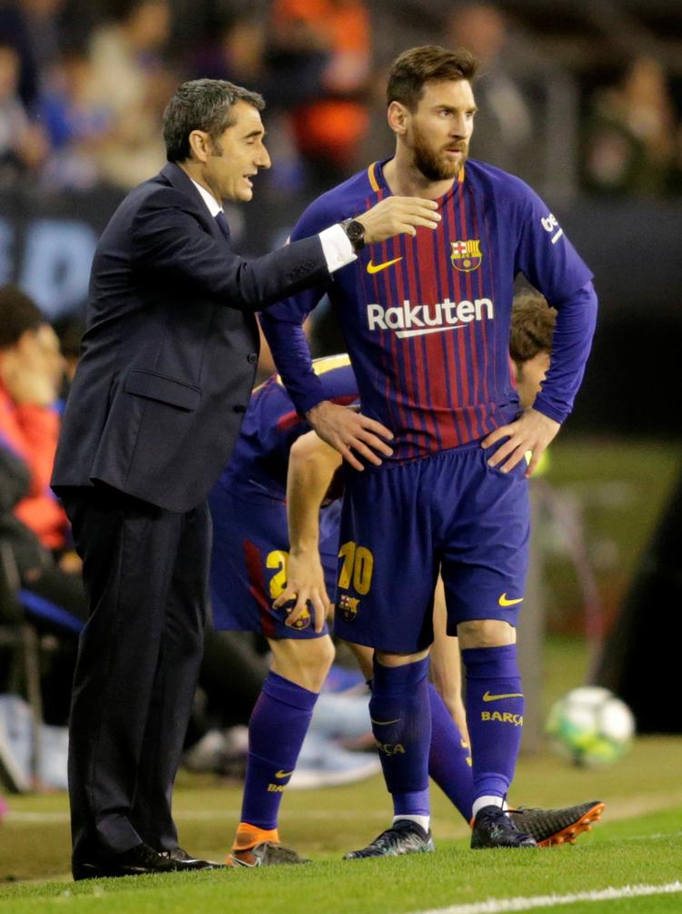 Barcelona-stjernen Lionel Messi har præsteret formidabelt under træner Ernesto Valverde, der trods gode resultater møder kritik for at spille kedelig fodbold.  Foto: Miguel Vidal/Ritzau Scanpix
